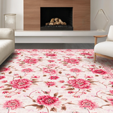 Ultra Soft Area Rug, Non Slip, Stain Resistant, Washable Area Rugs for Living Room, Bedroom, Delicate Soft Pastel Garden Pattern(White)