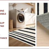 Ultra Soft Area Rug, Non Slip, Stain Resistant, Washable Area Rugs for Living Room, Bedroom, Ivory Black Kitchen Easy-Cleaning Area Rug(White)