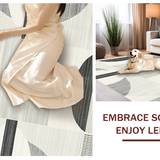 Ultra Soft Area Rug, Non Slip, Stain Resistant, Washable Area Rugs for Living Room, Bedroom, Sleek Geometric Arch Pattern(Gray)