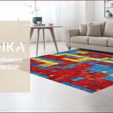 Ultra Soft Area Rug, Non Slip, Stain Resistant, Washable Area Rugs for Living Room, Bedroom, Colorful Interactive Landscape Play Area(Red)