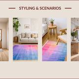 Ultra Soft Area Rug, Non Slip, Stain Resistant, Washable Area Rugs for Living Room, Bedroom, Radiant Soft Rainbow Fusion Style(Pink)