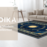Ultra Soft Area Rug, Non Slip, Stain Resistant, Washable Area Rugs for Living Room, Bedroom, Stylish Earthy Trellis Influence(Blue)