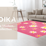Ultra Soft Area Rug, Non Slip, Stain Resistant, Washable Area Rugs for Living Room, Bedroom, Bright Pink Garden Freshness(Pink)