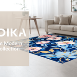 Ultra Soft Area Rug, Non Slip, Stain Resistant, Washable Area Rugs for Living Room, Bedroom, Elegant Blue Trellis Arrangement(Blue)