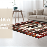 Ultra Soft Area Rug, Non Slip, Stain Resistant, Washable Area Rugs for Living Room, Bedroom, Brown Wildlife Bear Lodge Area Carpet(Red)