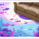 Ultra Soft Area Rug, Non Slip, Stain Resistant, Washable Area Rugs for Living Room, Bedroom, Whimsical Pastel Mermaid Aesthetic(Purple)
