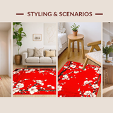 Ultra Soft Area Rug, Non Slip, Stain Resistant, Washable Area Rugs for Living Room, Bedroom, Transitional Abstract Blossom Arrangement(Red)