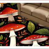 Ultra Soft Area Rug, Non Slip, Stain Resistant, Washable Area Rugs for Living Room, Bedroom, Stylish Black Nature Theme(Red)