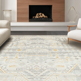 Ultra Soft Area Rug, Non Slip, Stain Resistant, Washable Area Rugs for Living Room, Bedroom, Artistic Light Toned Elements(Gray)