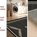 Ultra Soft Area Rug, Non Slip, Stain Resistant, Washable Area Rugs for Living Room, Bedroom, Rustic Neutral Toned Tassel Accent(Black)
