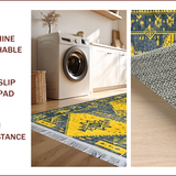 Ultra Soft Area Rug, Non Slip, Stain Resistant, Washable Area Rugs for Living Room, Bedroom, Distressed Low Pile Entryway Carpet for Minimal Living(Yellow)