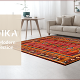Ultra Soft Area Rug, Non Slip, Stain Resistant, Washable Area Rugs for Living Room, Bedroom, Vibrant Aztec Tribal Aesthetic(Red)