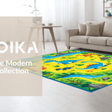 Ultra Soft Area Rug, Non Slip, Stain Resistant, Washable Area Rugs for Living Room, Bedroom, Brightly Colored Fossil Discovery Path(Yellow)