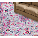 Ultra Soft Area Rug, Non Slip, Stain Resistant, Washable Area Rugs for Living Room, Bedroom, Charming Soft-Toned Floral Motif(Gray)