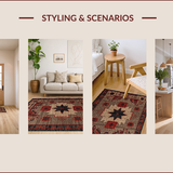 Ultra Soft Area Rug, Non Slip, Stain Resistant, Washable Area Rugs for Living Room, Bedroom, Primitive Cozy Geometric Motif(Beige)