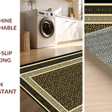 Ultra Soft Area Rug, Non Slip, Stain Resistant, Washable Area Rugs for Living Room, Bedroom, Exotic Animal Motif Decor(Black)