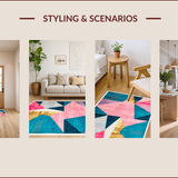 Ultra Soft Area Rug, Non Slip, Stain Resistant, Washable Area Rugs for Living Room, Bedroom, Abstract Geo Pattern(Red)