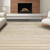 Ultra Soft Area Rug, Non Slip, Stain Resistant, Washable Area Rugs for Living Room, Bedroom, Contemporary Soft Hued Trellis Arrangement(Beige)