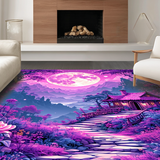 Ultra Soft Area Rug, Non Slip, Stain Resistant, Washable Area Rugs for Living Room, Bedroom, Enchanting Floral Fantasy Composition(Purple)