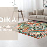 Ultra Soft Area Rug, Non Slip, Stain Resistant, Washable Area Rugs for Living Room, Bedroom, Chic Teal and Cream Mosaic(Red)