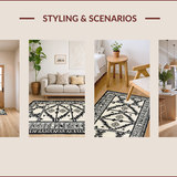 Ultra Soft Area Rug, Non Slip, Stain Resistant, Washable Area Rugs for Living Room, Bedroom, Vibrant Loop-and-Cut Textured Pattern(Black)