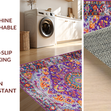Ultra Soft Area Rug, Non Slip, Stain Resistant, Washable Area Rugs for Living Room, Bedroom, Artistic Retro Tiled Aesthetic(Purple)