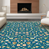 Classic Low Pile Floral Elegance(Blue)