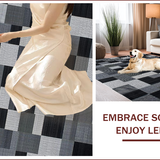 Ultra Soft Area Rug, Non Slip, Stain Resistant, Washable Area Rugs for Living Room, Bedroom, Luxe Minimalist Textured Elegance(Black)