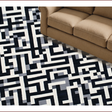 Ultra Soft Area Rug, Non Slip, Stain Resistant, Washable Area Rugs for Living Room, Bedroom, Stylish Black and White Chevron Design(Black)
