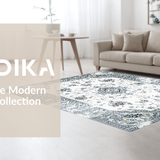 Ultra Soft Area Rug, Non Slip, Stain Resistant, Washable Area Rugs for Living Room, Bedroom, Sophisticated Vintage Trellis Look(White)