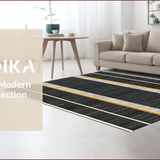 Ultra Soft Area Rug, Non Slip, Stain Resistant, Washable Area Rugs for Living Room, Bedroom, Boho Striped Monochrome Aesthetic(Black)