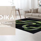 Ultra Soft Area Rug, Non Slip, Stain Resistant, Washable Area Rugs for Living Room, Bedroom, Chic Modernist Black Design(Black)