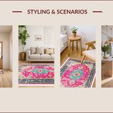 Ultra Soft Area Rug, Non Slip, Stain Resistant, Washable Area Rugs for Living Room, Bedroom, Boho Chic Pink Living Room Non-Shedding Rug(Pink)