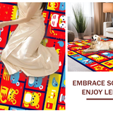 Ultra Soft Area Rug, Non Slip, Stain Resistant, Washable Area Rugs for Living Room, Bedroom, Dynamic Rainbow Animal Illustrations(Red)