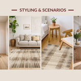 Ultra Soft Area Rug, Non Slip, Stain Resistant, Washable Area Rugs for Living Room, Bedroom, Eclectic Layered Patterned Appeal(Beige)