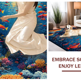 Ultra Soft Area Rug, Non Slip, Stain Resistant, Washable Area Rugs for Living Room, Bedroom, Marine Life Rug, Ocean Scene Carpet(Blue)