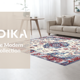 Ultra Soft Area Rug, Non Slip, Stain Resistant, Washable Area Rugs for Living Room, Bedroom, Chic Colorful Tiled Medallion Style(White)