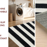 Ultra Soft Area Rug, Non Slip, Stain Resistant, Washable Area Rugs for Living Room, Bedroom, Reversible Striped Area Rug:  Classic Black & White(Black)