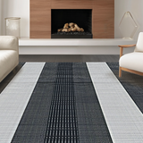 Ultra Soft Area Rug, Non Slip, Stain Resistant, Washable Area Rugs for Living Room, Bedroom, Sophisticated Monochrome Geometry(Black)