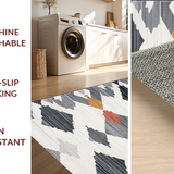 Ultra Soft Area Rug, Non Slip, Stain Resistant, Washable Area Rugs for Living Room, Bedroom, Vibrant Boho Striped Pattern(Gray)
