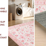 Ultra Soft Area Rug, Non Slip, Stain Resistant, Washable Area Rugs for Living Room, Bedroom, Tranquil Dreamy Soft Petal Pattern(White)