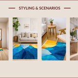 Ultra Soft Area Rug, Non Slip, Stain Resistant, Washable Area Rugs for Living Room, Bedroom, Dynamic Color-Blocked Modern Aesthetic(Blue)