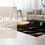 Ultra Soft Area Rug, Non Slip, Stain Resistant, Washable Area Rugs for Living Room, Bedroom, Sophisticated Monochrome Abstract Flourish(Gold)
