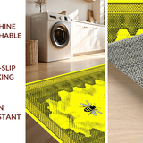 Ultra Soft Area Rug, Non Slip, Stain Resistant, Washable Area Rugs for Living Room, Bedroom, Youthful Bee-Themed Geometric Style(Yellow)