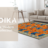 Ultra Soft Area Rug, Non Slip, Stain Resistant, Washable Area Rugs for Living Room, Bedroom, Artistic Elephant Embrace Motif(Orange)