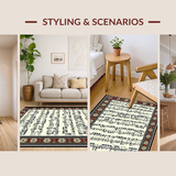 Ultra Soft Area Rug, Non Slip, Stain Resistant, Washable Area Rugs for Living Room, Bedroom, Bold Retro Rhythm Pattern Aesthetic(Red)