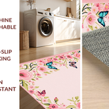 Ultra Soft Area Rug, Non Slip, Stain Resistant, Washable Area Rugs for Living Room, Bedroom, Vibrant Playful Floral Fantasy Style(Pink)