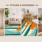 Ultra Soft Area Rug, Non Slip, Stain Resistant, Washable Area Rugs for Living Room, Bedroom, Abstract Mid Century Vibes(Orange)