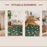 Ultra Soft Area Rug, Non Slip, Stain Resistant, Washable Area Rugs for Living Room, Bedroom, Rustic Earthy Botanical Ensemble(Blue)