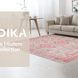 Ultra Soft Area Rug, Non Slip, Stain Resistant, Washable Area Rugs for Living Room, Bedroom, Bold Multicolored Textured Artwork(Pink)